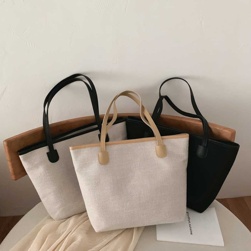 Large Capacity Canvas Tote Bag Cotton Fabric Cloth Reusable Shopping Bag Women Beach Handbags Solid Shoulder Bags Big Totes