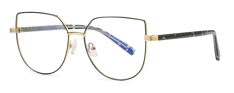 Gafas de ordenador con bloqueo de luz azul ojo de gato dorado, de , marco de gafas ópticas, transparentes, sin Dioptor: C2 Black Gold