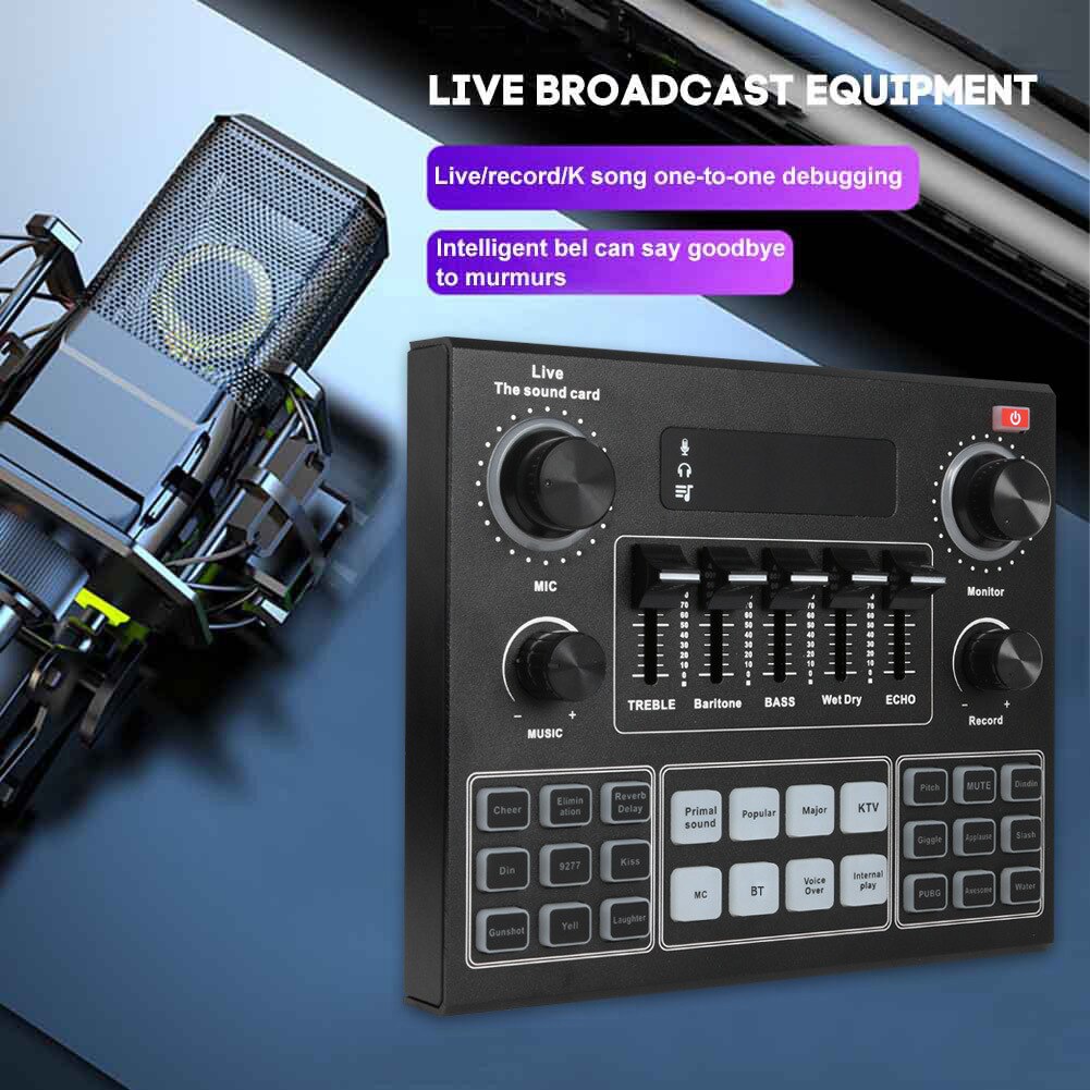 V9 Sound Card Audio Set Interface External Usb Webcast Studio Live Microphone Bluetoo Function For Phone Computer