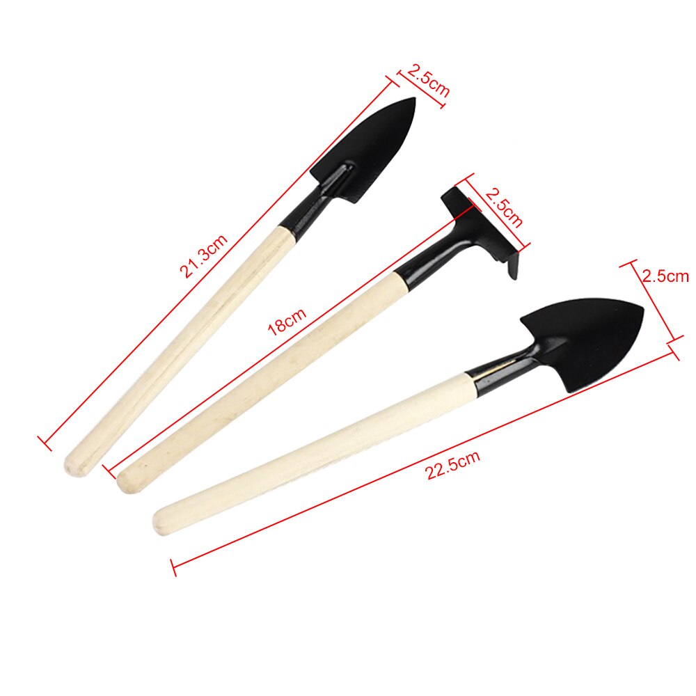 3 unids/set jardín juego de herramientas para plantas pala rastrillo pala niños mango de madera con Harrow Rake herramienta de jardinería conjunto de tres piezas-Pala