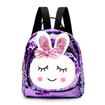 Toddler Children Girls Cute Cartoon Backpack Schoolbag Sequin Bling Rucksack School Bookbag Daypack: Purple 