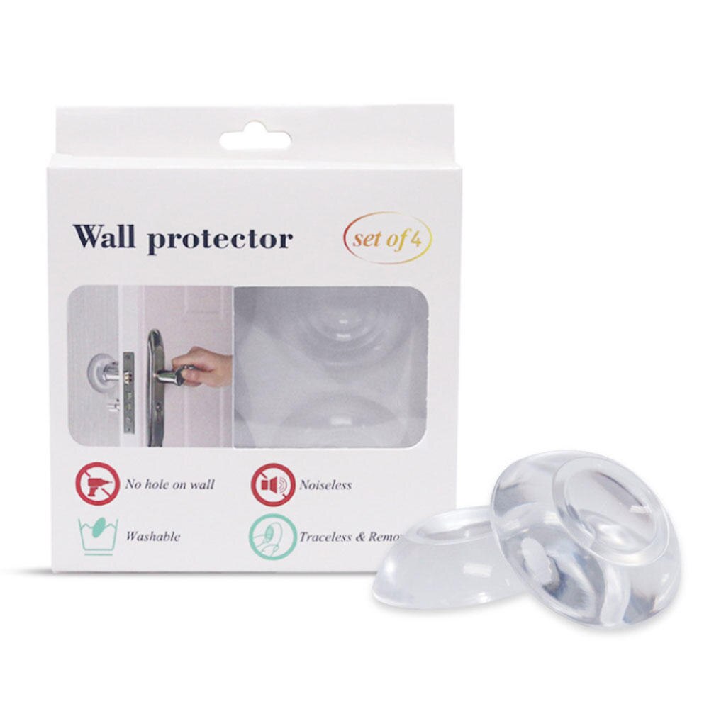 Tope de puerta de silicona redondo antigolpes, Protector de manija de puerta, 4 Uds./6 uds./caja: 4pcs