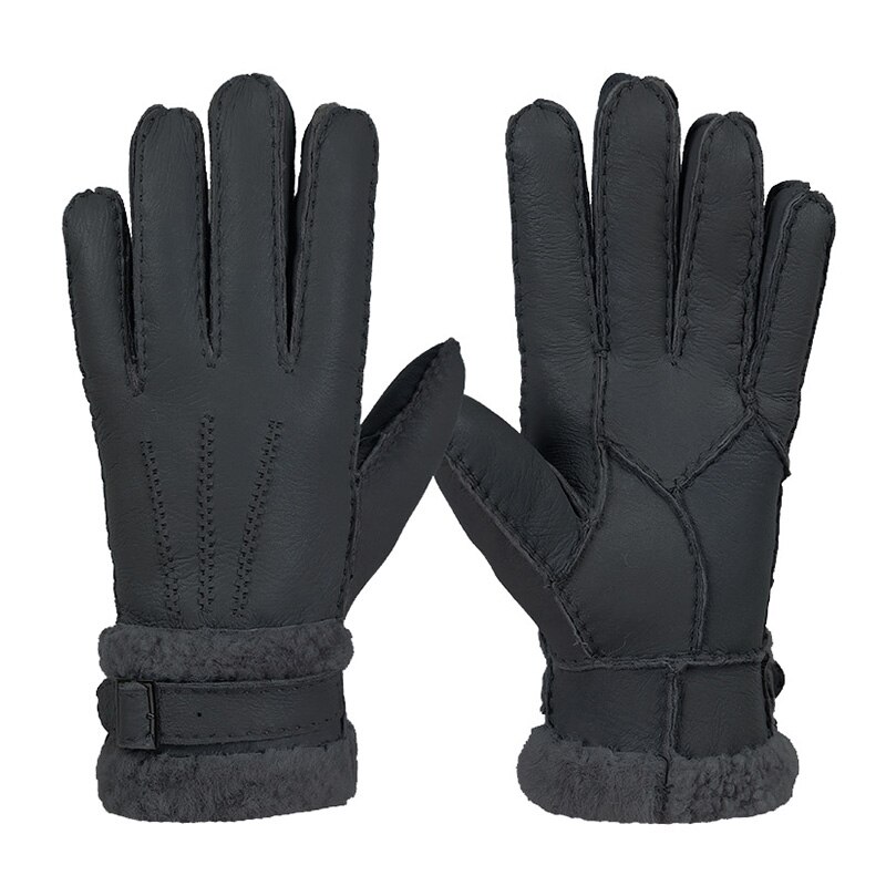 Vinter kvinder mænd håndhandsker sødt varmt læder helfinger luffer udendørs sport kvinde sort ski cykling kørsel guantes: 12