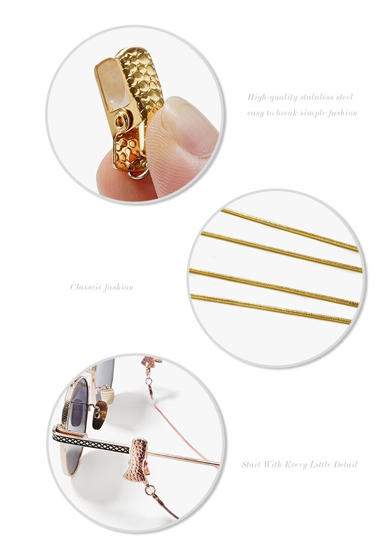 Alligator Clip Snake Chain Cords Reading Glasses Chain Women Sunglasses Accessories Ethnic style Lanyard Hold Straps