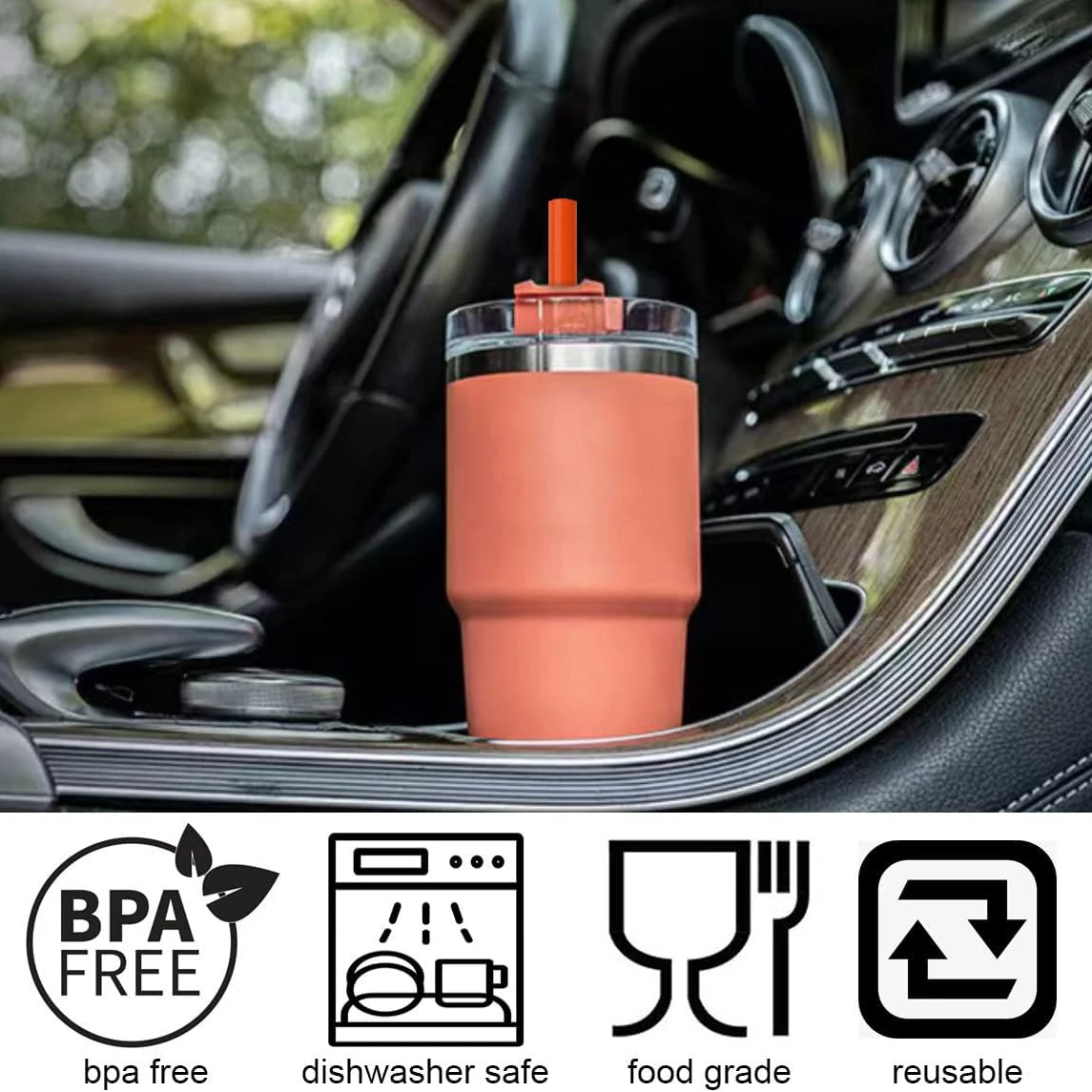 12Pcs Color Replacement Straws for Stanley 30/40 oz Tumbler , 12 in Long Reusable Plastic Straws for Stanley Cup, Plus 2 Brush
