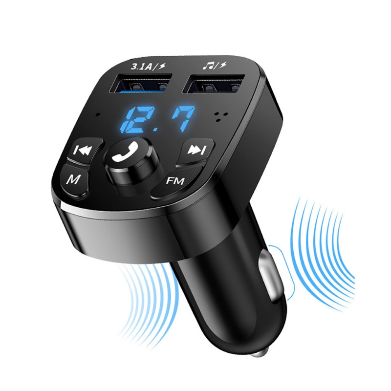 Reproductor MP3 con manos libres para coche, Transmisor FM, puertos USB duales, carga rápida, Bluetooth