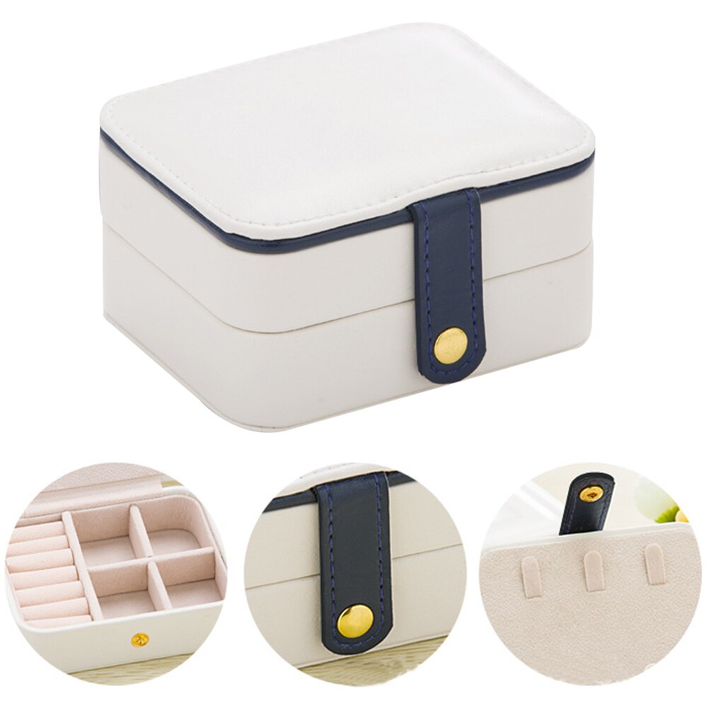 Portable Women Girls Travel Ring Earring Leather Jewelry Box Storage Organizer Box with Mirror Inside Velvet Jewelry Accessories