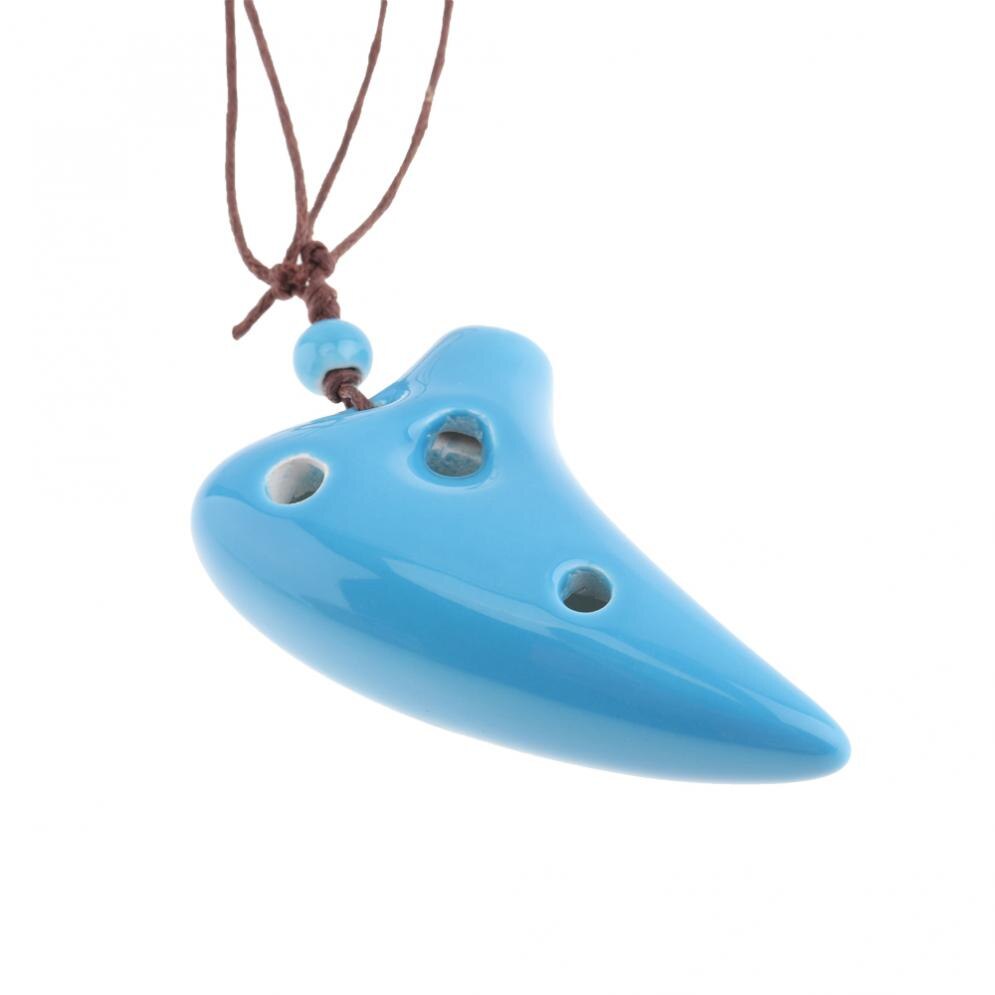 Mini collar de Alto ToneC de 6 agujeros, instrumento de flauta de cerámica Ocarina con cuerda para colgar, 4 colores opcionales