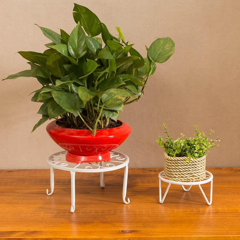 European Simple Wrought Iron Stool Flower Stand Balcony Living Room Bedroom Room Restaurant Showroom Potted Shelf Pot Rack: 24x13cm-15x7cm  A
