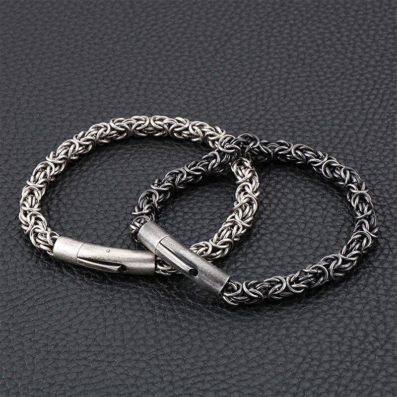 Mode Mannen Punk Retro Kleur Zwart Rvs Weave Grijpende Box Ketting Armband Sieraden