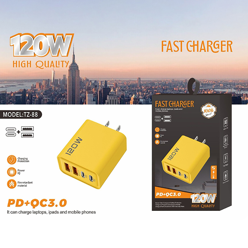 Hurtiglader type  c 120w hurtiglading 3.0 usb-laderadapter til telefon pd usb-lader hurtiglading