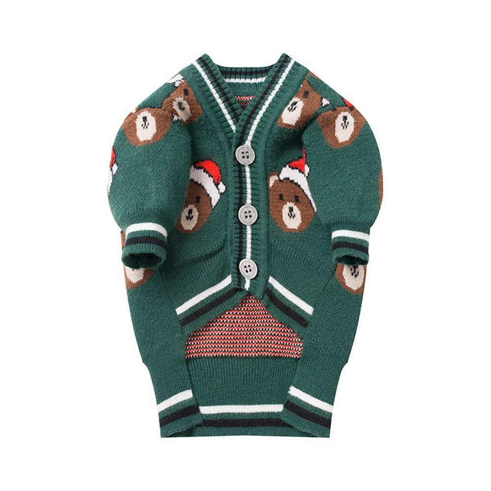 Kat kersttrui huisdier winter breigoed jaar kerst beer met hoed elf kostuum kleding jassen trui voor hond poes puppy: Groente / Xl