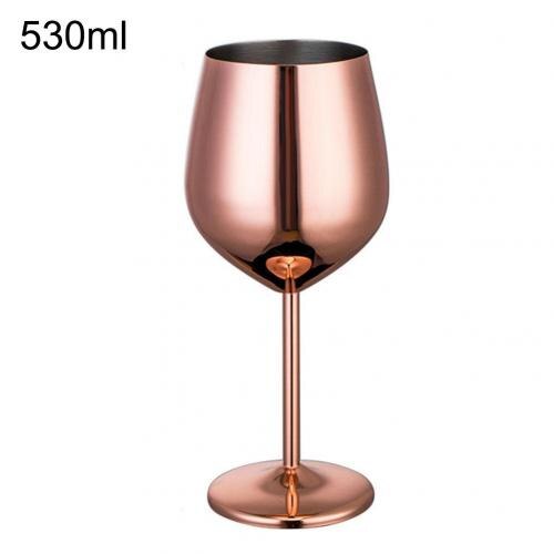 Copa de vino roja de oro rosa y plata de acero inoxidable para Bar, , bebida de jugo, copa de champán, utensilios de cocina, suministros: Rose Gold 530ml