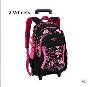 Børne & #39 ;s rejse rullebagage taske skolevogn rygsæk pige rygsæk på hjul pige & #39 ;s trolley skole hjul rygsække barn: 2 hjul sort