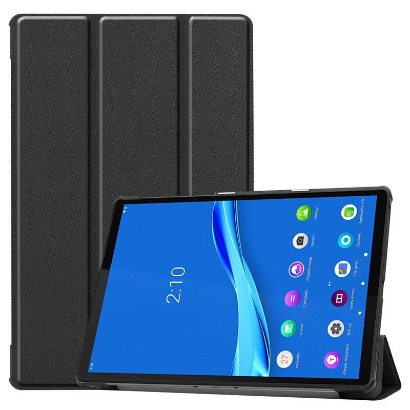 For lenovo tab  m10 fhd plus etui tb -x606f tb -x606x pu lær magnetisk nettbrett foliodeksel for lenovo tab  m10 plus 10.3 tommer: Svart