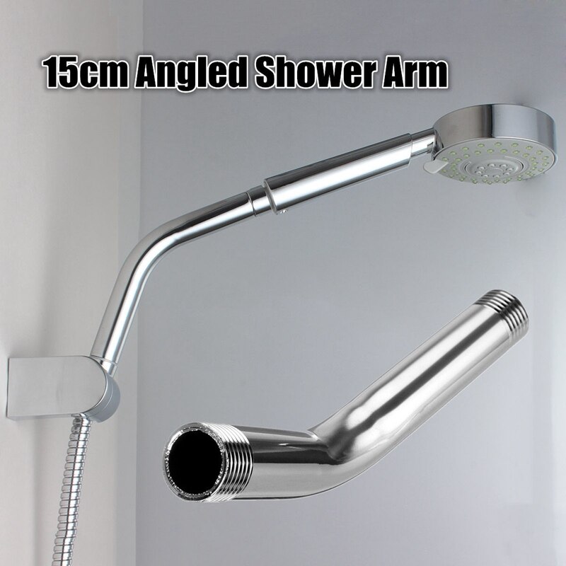 ! G1/2 inch 15cm Wall Mounted Stainless Steel Shower Head Extension Angled Shower Arm Extra Pipe