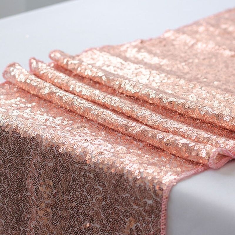 1pcs 30*180cm Sparkly Sequins Rose Gold Table Runners for Christmas Weddings Formal Party Table cloth Decorative