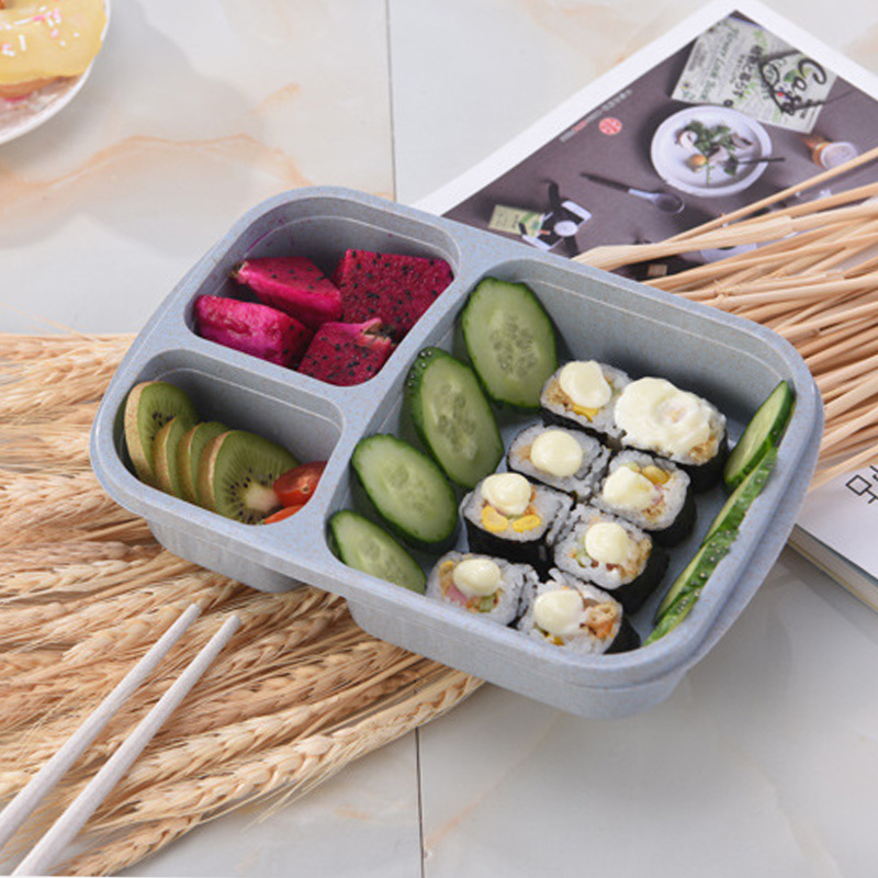 Milieuvriendelijke Tarwe Stro Bento Tiffin Doos Magnetron Kind Lunch Lekvrije Met Handvat Voor Kids School Voedsel Container Servies: 5