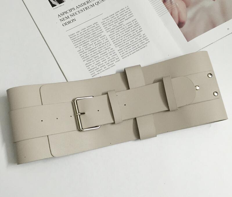 Cinturón Corset de de para mujer, cinturones de doble capa y cinturones anchos de pretina de color negro para mujer para accesorios de vestir: Beige