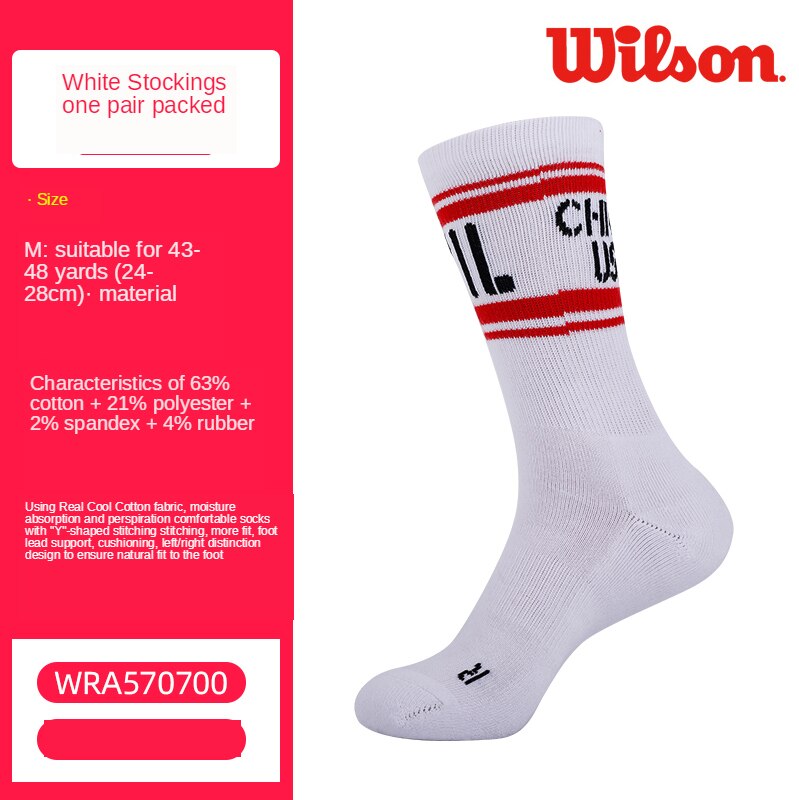 Wilson Long Medium Short Socks Towel Bottom Tennis Socks Men's and Women's Tennis Socks 3 Pairs: Silver