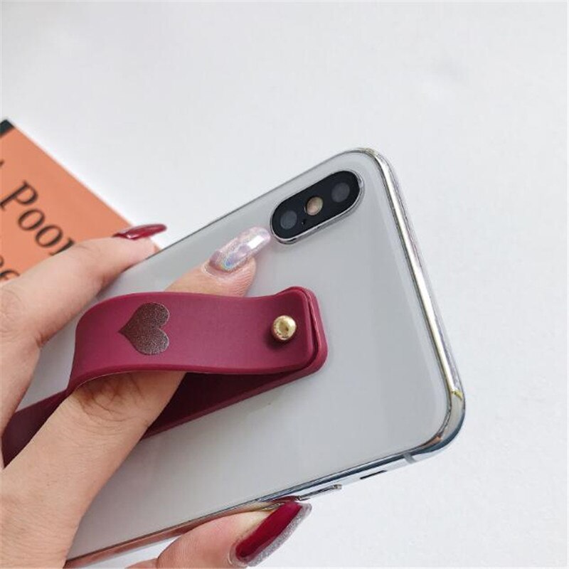 Silicone Wristband Heart Finger Ring Grip Mobile Phone Holder Stand Push Pull Sticker Paste Universal Band Phone Holder Bracket