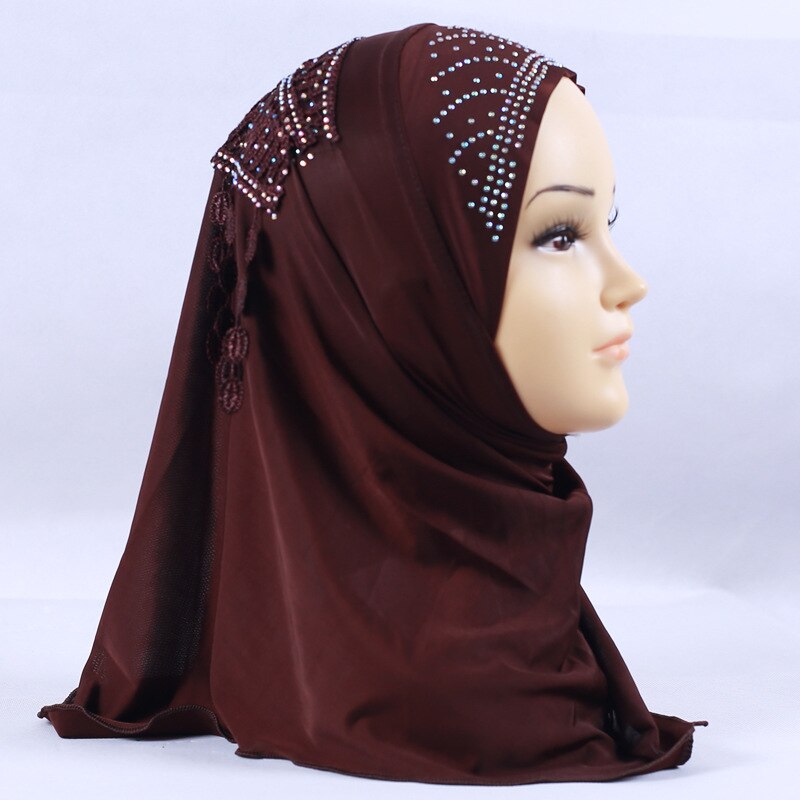 Chapeau Turban Hijab pour filles musulmanes, 1 pièce, casquette Amira, couvre-chef arabe, châles de prière, couvre-chef pour enfants de 3 à 8 ans: Café