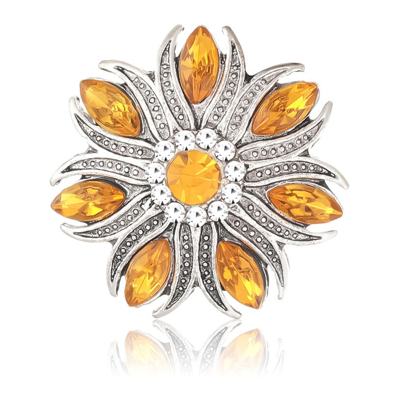 KZ3674 Schönheit Strass Bunte Blumen blüzehn elegante 18MM schnappen tasten passen 18mm schnappen Armbinde schnappen schmuck: dunkel Gold