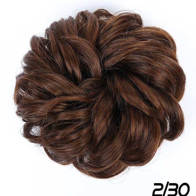 Manwei rodet chignons rodet bolle hestehaler modstand scrunchie wrap hår reb gummibånd hår extensions til kvinder sort brun: Naturlig farve
