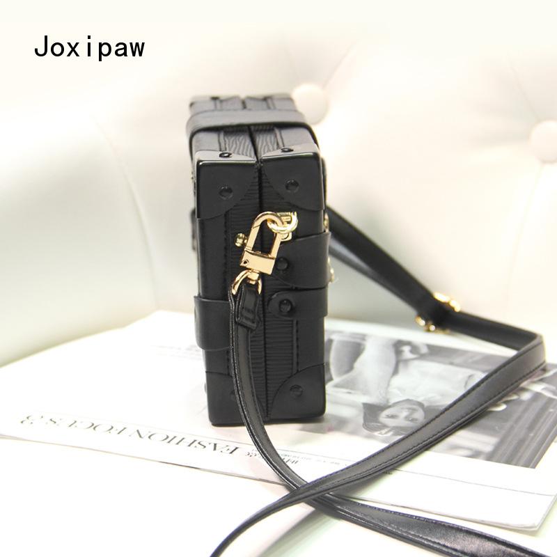 Lady Evening Bag Messenger Bag Women Leather Handbag Patchwork Hard Box Retro Print Shoulder Bags Joxipaw