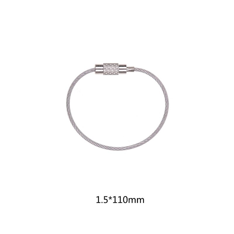 Multifunktions nøglering tag reb rustfrit stål wire kabelsko skruelås gadget ring nøgle nøglering cirkel lejr hængende værktøj: 3.9cm