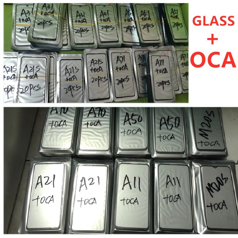 10pcs TOP QC For Samsung A41 A51 A20 A20E A30 A40 A50 A70 A90 S21 + LCD Front Touch Screen Lens Glass with OCA Glue Replacement
