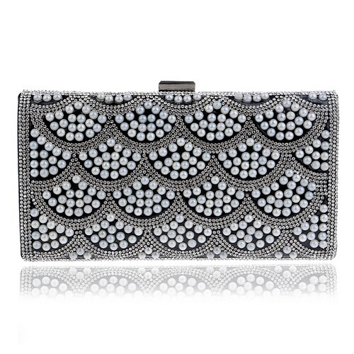 SEKUSA Perlen Frauen Messenger Handtaschen Diamanten Perle Kette Schulter Tag Kupplung Abend Taschen V Kristall Hochzeit Tasche: YM1054black