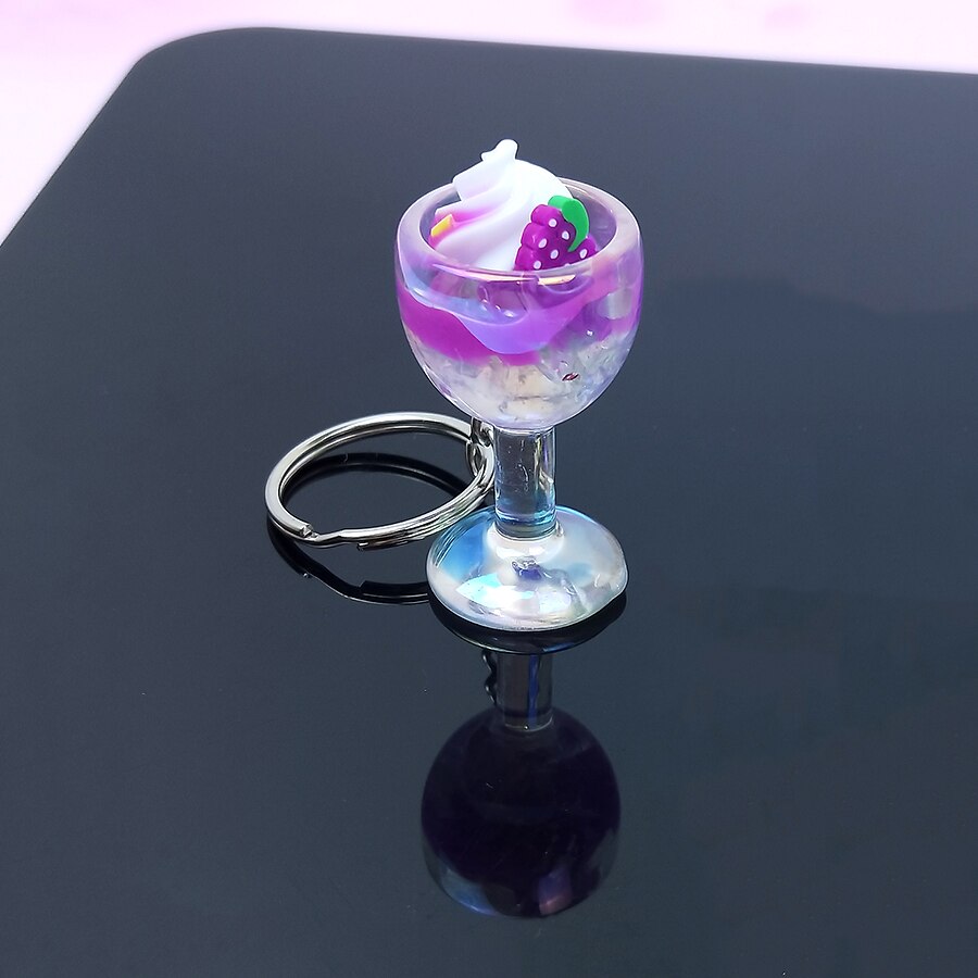 Acryl Leuke Sleutelhanger Parel Melk Thee Drinken Fles Wijn Glas Ijs Sleutelhanger Autosleutel Tas Hanger Koppels Vrouwen mannen Trinket