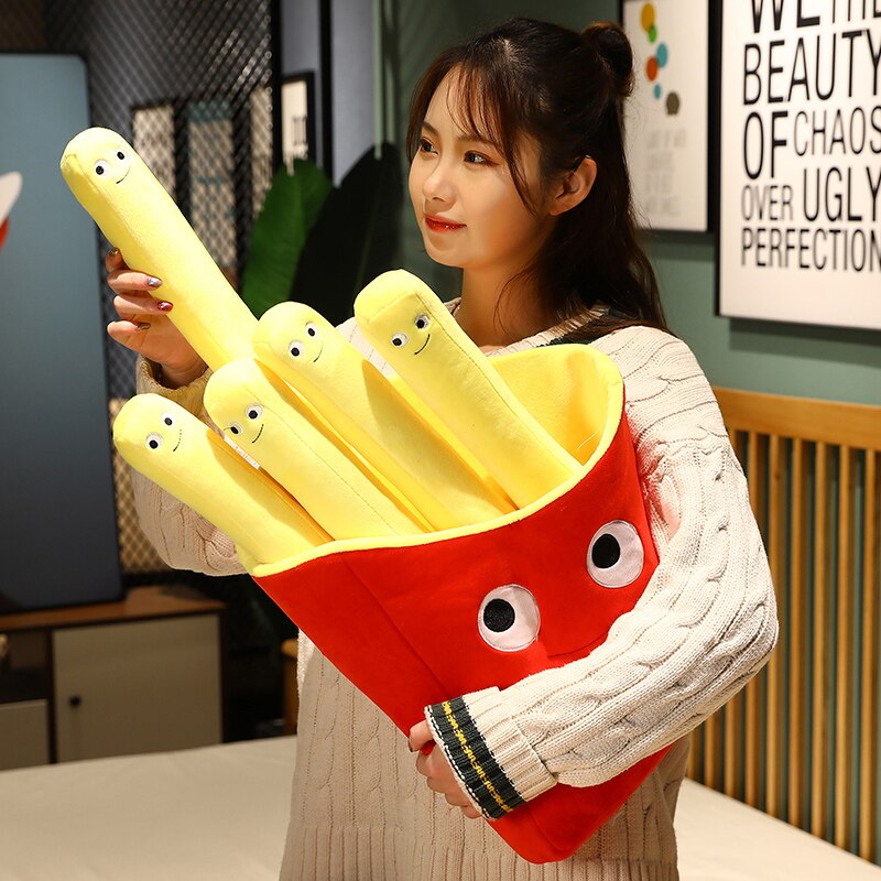 1Pc 30-50Cm Cartoon Een Zak Van Frieten Grappige Gevulde Pluche Chips Leuke Voedsel Knuffel Kussen kinderen Interactief Educatief Speelgoed