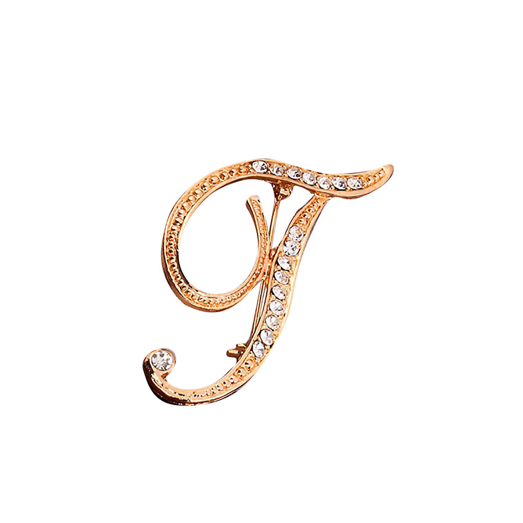 1PC Crystal 26 English Letters Brooch Metal Vintage Women Pin Couple Memorial Jewelry Love Party Garment Accessories #1029