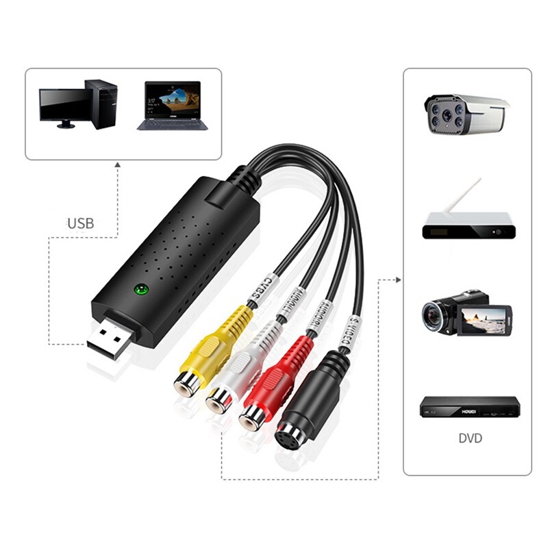 2 Stuks Video Usb Capture Kaart, Converteren Hi8 Vhs Naar Digitale Dvd Voor Windows Pc, audio Video Digitaliseren Converter Adapter