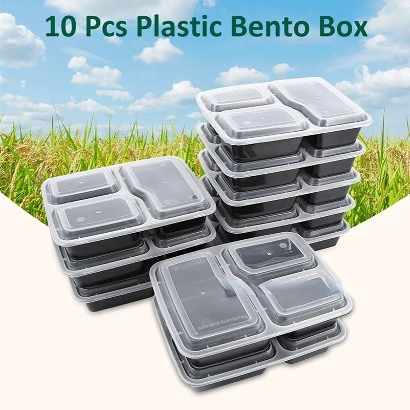 Boîte à Bento en Plastique Réutilisable, Stockage des Repas, relevés des citrouille, Boîte à Déjeuner, 3 Compartiments, Réutilisable, Micro-Ondes, Beaucoup de Boîtes à Déjeuner à Domicile