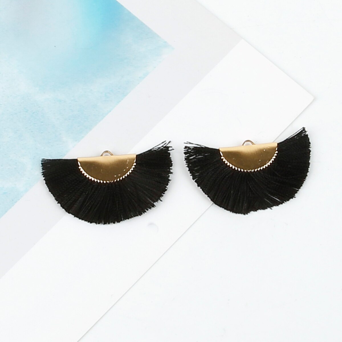 2 stuks/pak 45 x 25mm kwastjes franje zijden kwastjes spikes accessoires voor doe-het-zelf oorbellen sieraden maken kwastjes hangers decoraties: Zwart