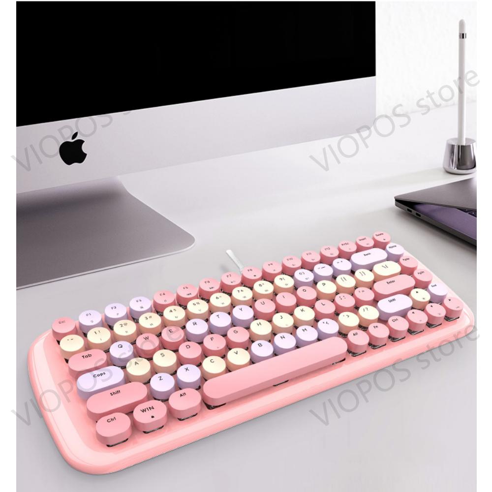 Mofii-Teclado mecánico Candy para videojuegos, teclas redondas con cable para chica, interruptor azul, para oficina, con retroiluminación para Notebook/tableta