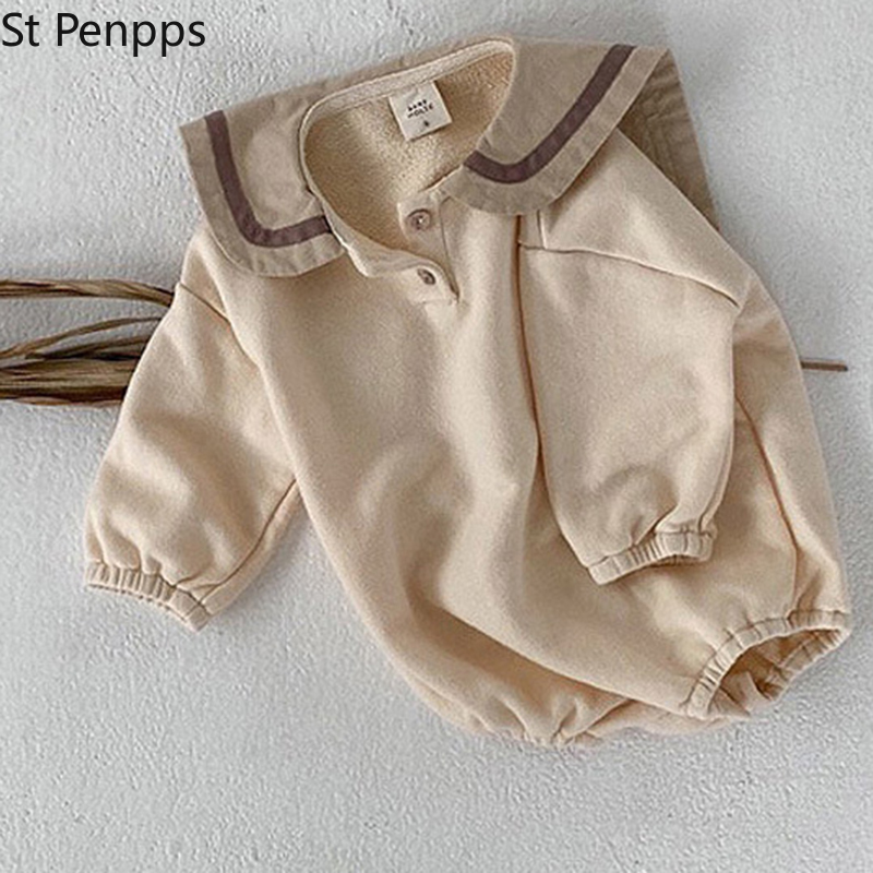 Herbstliche Baby-strampler für kleinkinder (jungen und mädchen), langärmelige baumwoll-Overall Ich bin marineblau-stil, frühlingskleidung für freundlicher