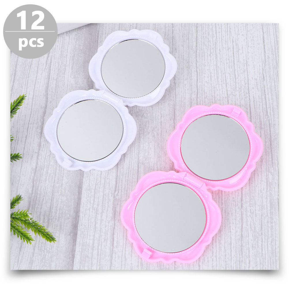Espejos de maquillaje rosa para niñas, espejos compactos de bolsillo, de doble cara, , 12 Uds.