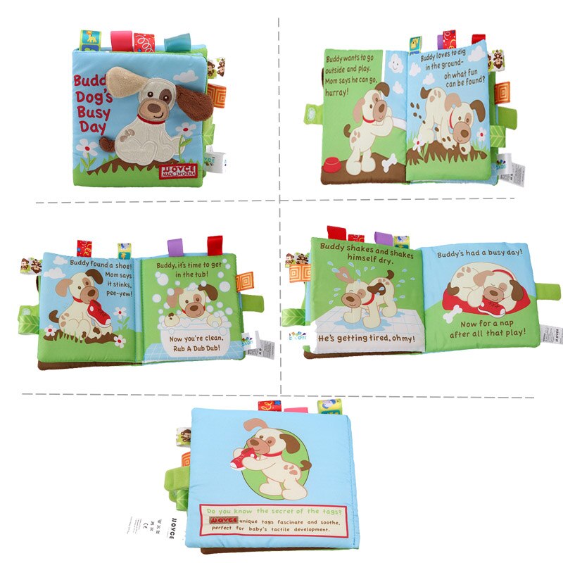 Soft Books Infant Early cognitive Development My Quiet Bookes baby goodnight educational Unfolding Cloth Book Activity Book DS19: dog