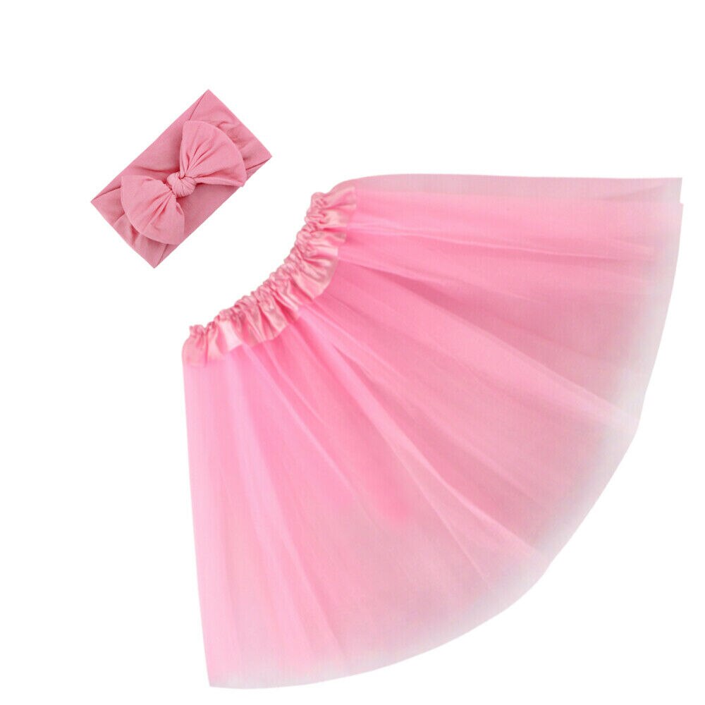 Boiiwant Prinzessin Kleinkind Neugeborenen Baby Mädchen Tüll Ballettröckchen Felsen + Stirnband Foto Stütze Kostüm Outfits setzt Nette Party Geburtstag Felsen: Rosa