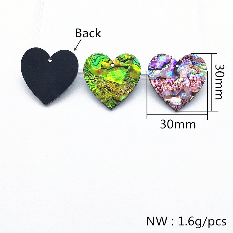 ! 30x30mm 30 Uds acrílico con concha colgante de corazón para joyería hallazgos/pendientes piezas de bricolaje, hallazgos y componentes de joyería