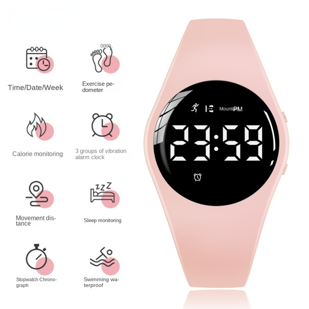 Wasserdichte Kinder uhren digitale Sport uhr für Mädchen Jungen Fitness-Tracker mit Wecker Stoppuhr für Jugendliche im Alter von 5-12 Jahren: Rosa