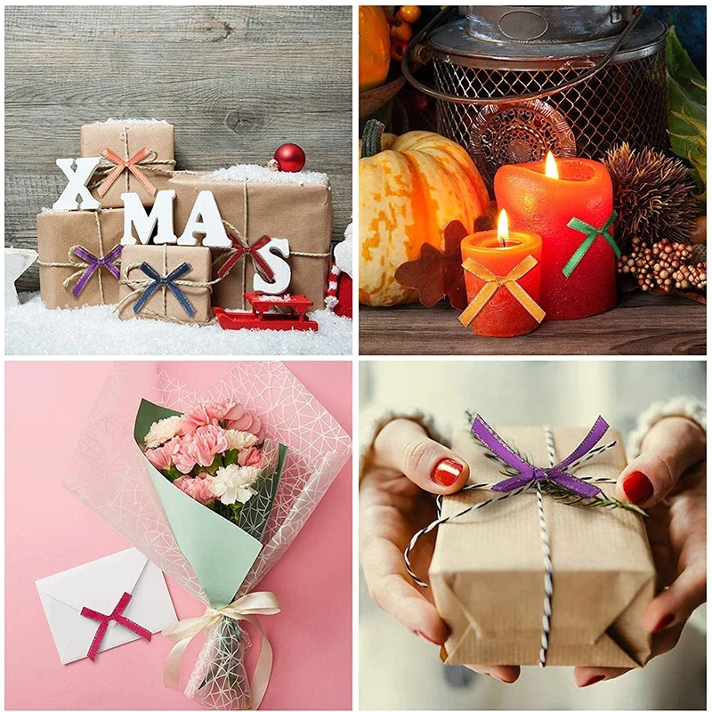 100 Uds Mini cinta de raso flores lazos lazos artesanía Scrapbooking adorno proyectos de bricolaje pajaritas decoración pinzas para el cabello lazos para el cabello de mascotas