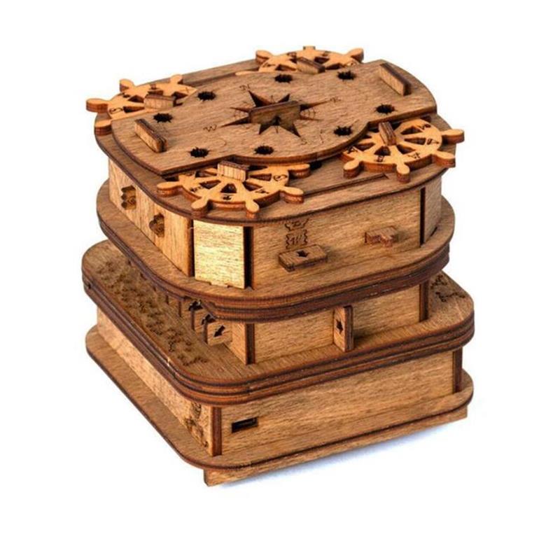 Sequential Discovery Cluebox Logic IQ Wooden Box interactive Puzzles Brain Teasers Game for Adults: Blue