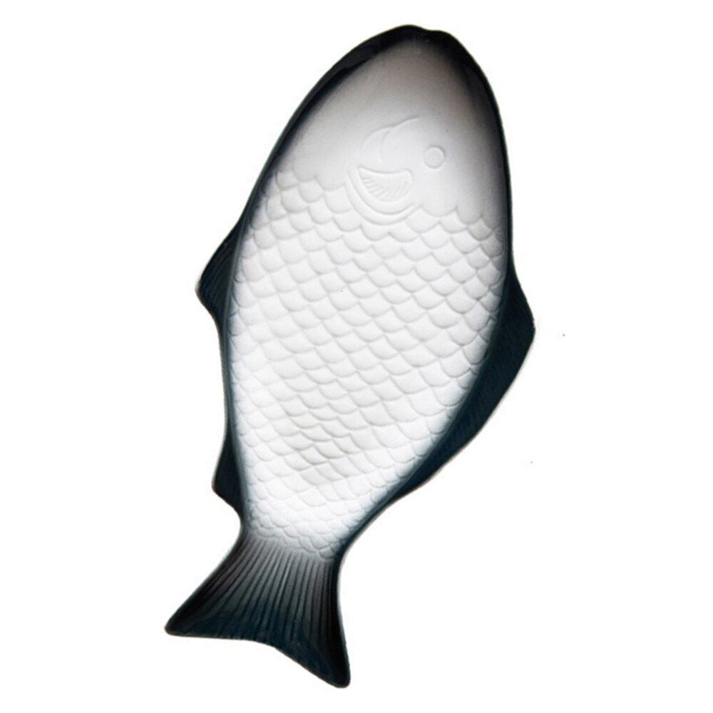 Ceramic Tableware Plate Fish Shaped Dish Snack Storage Fish Pan for Restaurant Home Dinner (11 Inches + White): Dark green / 27.8x14.5cm