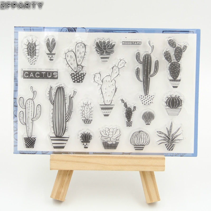Zfparty kaktus gennemsigtig klar silikone stempel / segl til diy scrapbooking / fotoalbum dekorative kortfremstilling