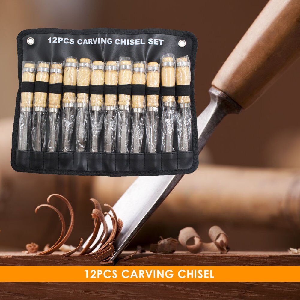 12 unids/set Manual de tallado de madera cincel carpintería herramienta de tallado